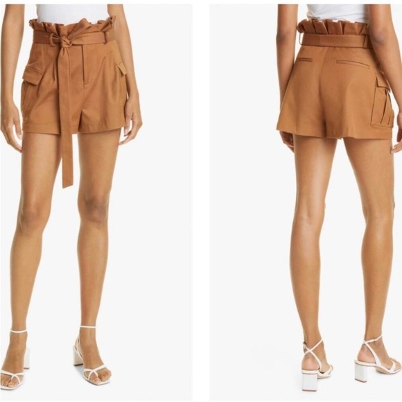 Alice + Olivia Laurine Paperbag Cargo Shorts tan size 2 NWOT